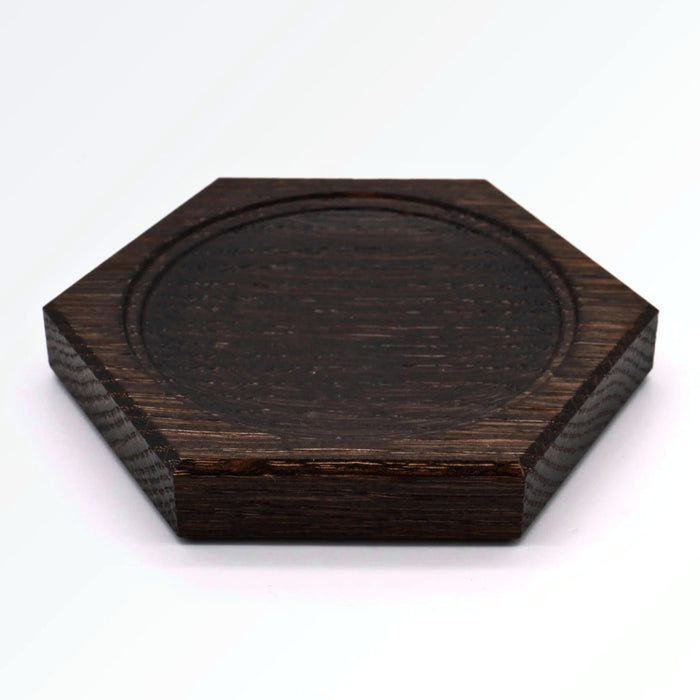 Mader Wooden Plate for Spinning Tops Hexagonal, Blackened Oak from Australia