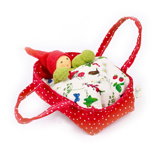 Nanchen Baby Rattle Waldorf Gnome in Red Flower Bed Bag from Australia