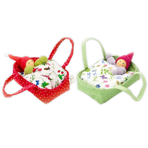 Nanchen Baby Rattle Waldorf Gnome in Flower Bed Bag from Australia