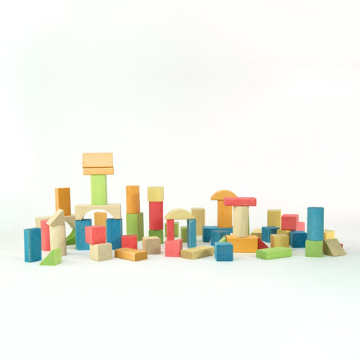 nic Wooden Toy Building Blocks 58 Blocks plant-based dyes from Australia