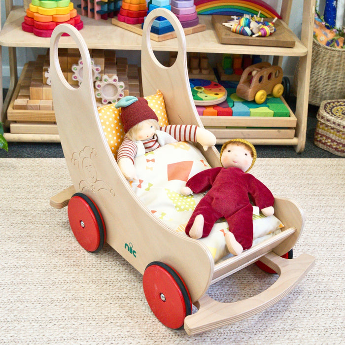 nic Two-In-One Convertible Wooden Cradle and Pram Natural 60x38x60cm from Australia