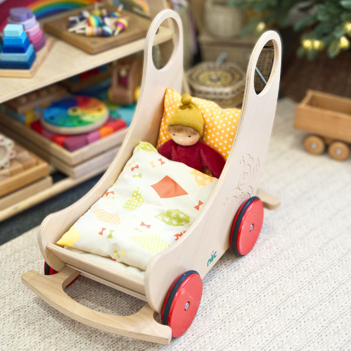 nic Two-In-One Convertible Wooden Cradle and Pram Natural 60x38x60cm from Australia