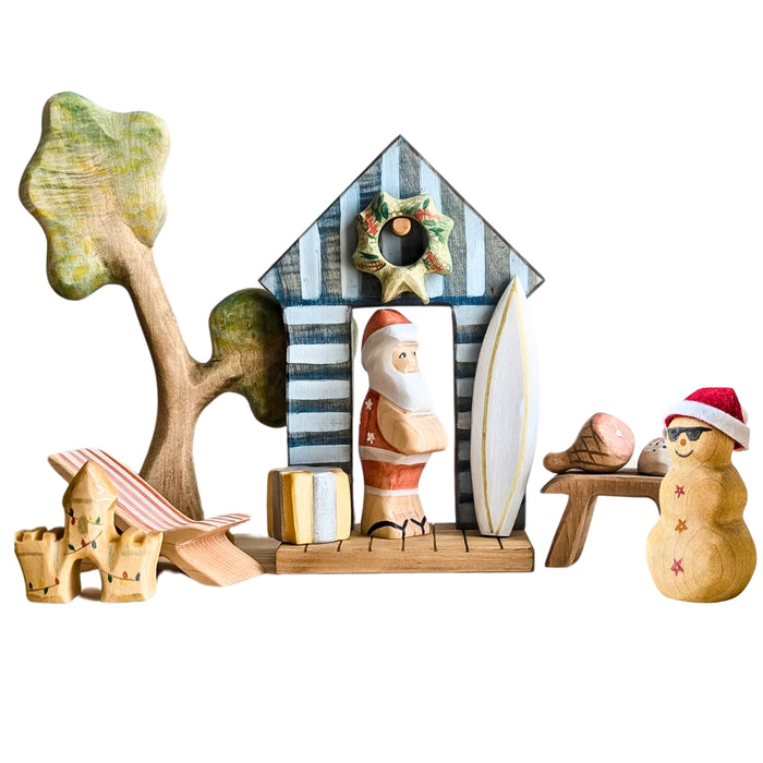 NOM Handcrafted Australian Christmas Set Wooden Toy Figure for Small-World Play