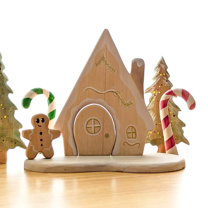 NOM Handcrafted Gingerbread House Wooden Toy Figure for Small-World Play from Australia