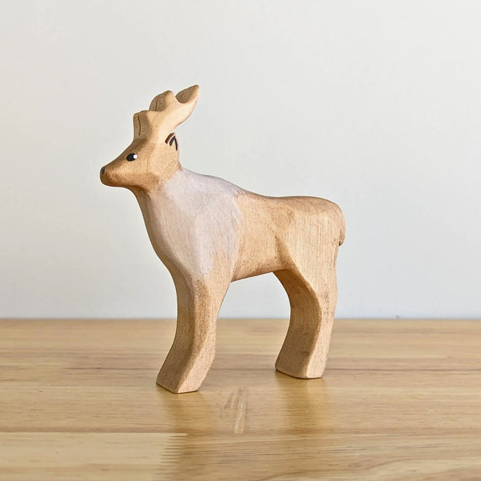 NOM Handcrafted Reindeer Set Buck, Doe, Fawn Wooden Toy Figures for Small-World Play from Australia