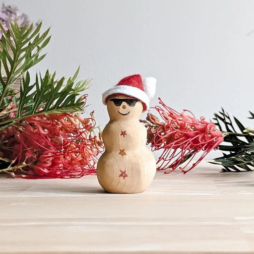 NOM Handcrafted Sand Snowman Wooden Toy Figure for Small-World Play from Australia