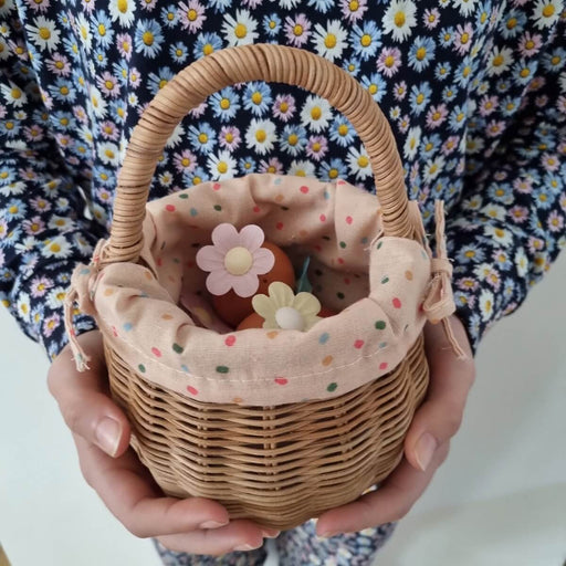 OEKBAS-RAT-AP-O Olli Ella Berry Bunny Basket with Lining Gumdrop (Natural)