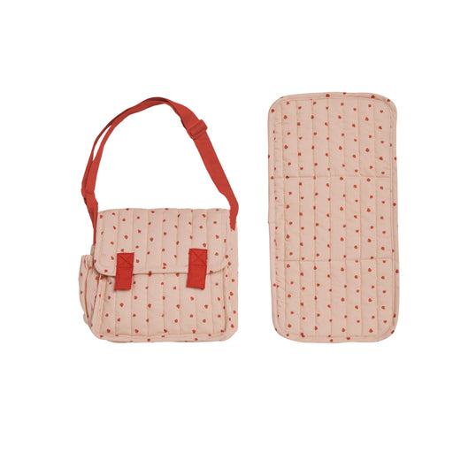 OETDLACAR-ST-P Olli Ella Carrie Convertible Changing Bag and Mat  - Strawberry