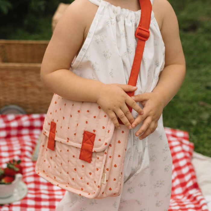 OETDLACAR-ST-P Olli Ella Carrie Convertible Changing Bag and Mat  - Strawberry