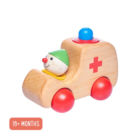 Pfingstweid German Wooden Toy Vehicle Ambulance with Horn from Australia