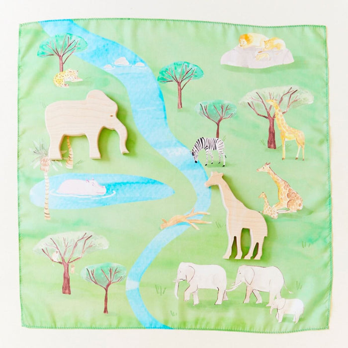 SS-502335 Sarah's Silks Mini Playsilk - Safari Playmap