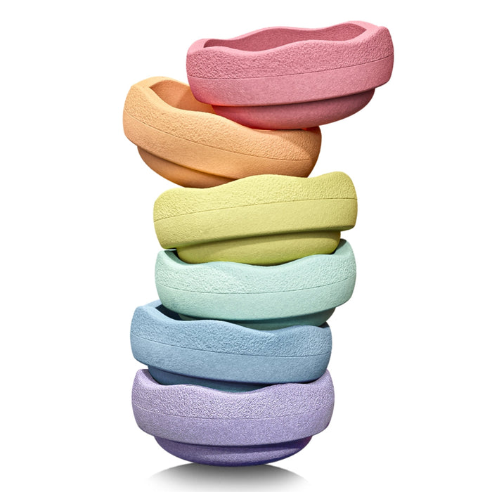 Stapelstein Balance Stepping Stones - Original Grow, Set of 6, Rainbow Pastel from Australia