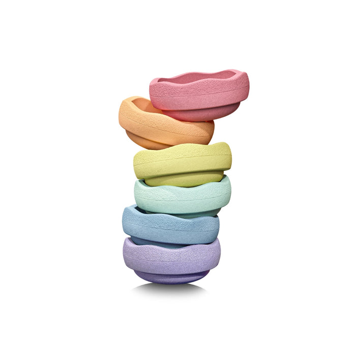 Stapelstein Balance Stepping Stones Original Mini, Set of 6, Rainbow Pastel from Australia