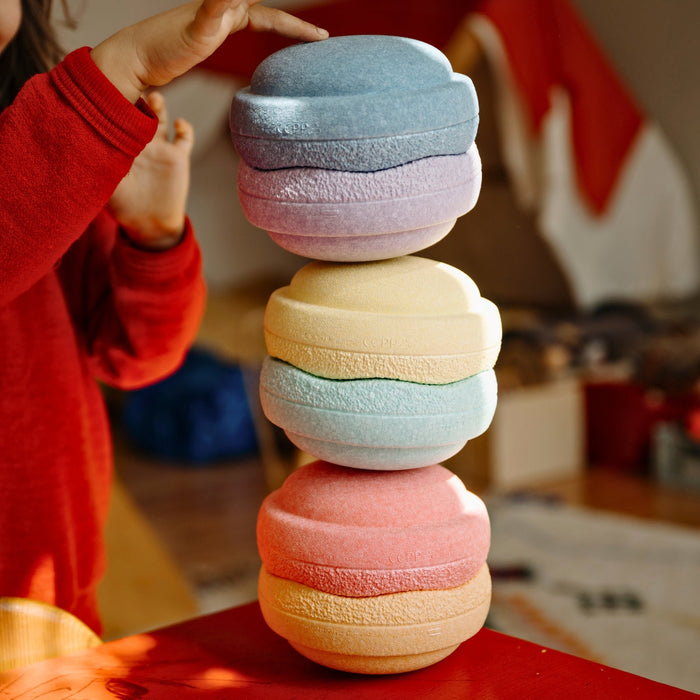 Stapelstein Balance Stepping Stones Original Mini, Set of 6, Rainbow Pastel from Australia