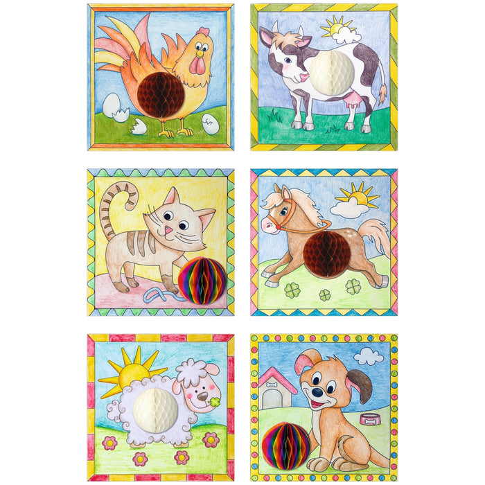 URSUS Paper Crafts 3D Honeycomb Ball Colouring Pictures, Set of 6 Farm from Australia