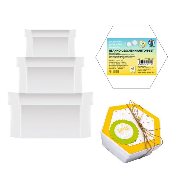 URSUS Paper Crafts DIY Gift Box, Set of 3 Hexagonal from Australia