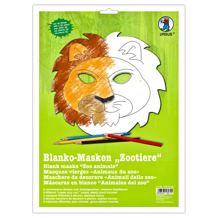 URSUS Paper Crafts DIY Kid's Masks, Set of 6 Zoo Animals from Australia