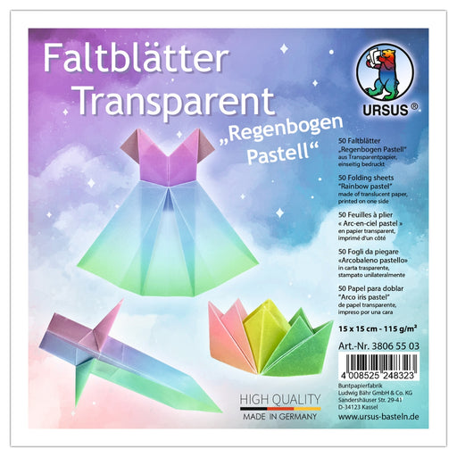 URSUS Rainbow Pastels Folding Paper 50 Sheets 15cm from Australia