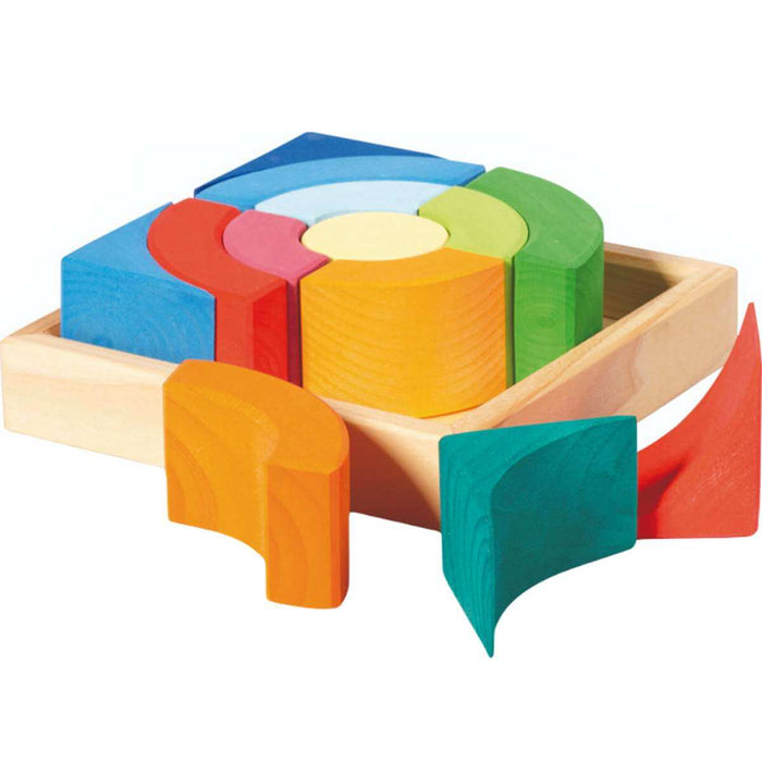 70423344 Gluckskafer Wooden Blocks - Circular Squares w Tray (13pcs)